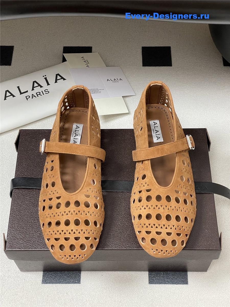Alaïa Vienne Brown Leather Ballet Flats
