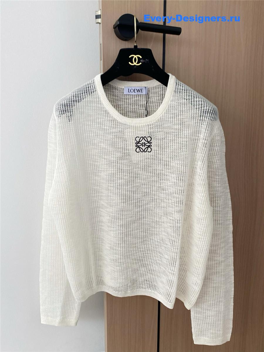 L0ew* embroidered hollow long sleeve