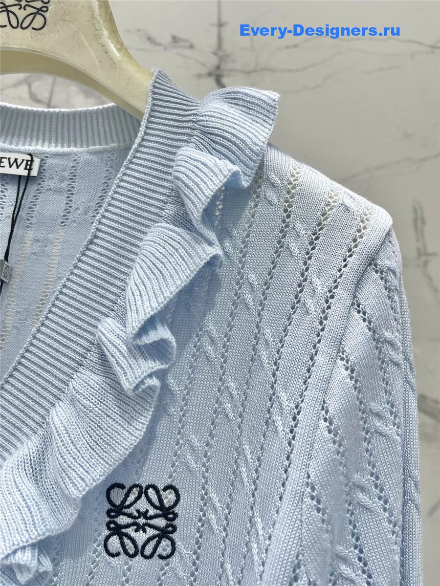 L0ew* ruffled hollow knit cardigan