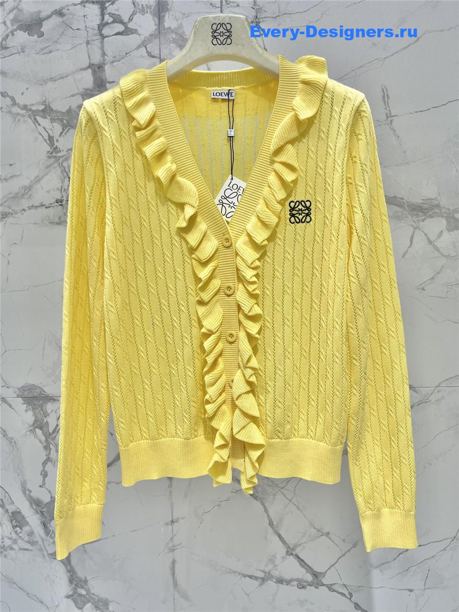 L0ew* yellow ruffled knit cardigan