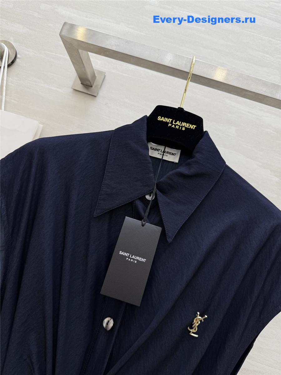 Sa1nt Lau*nt blue cotton shirtdress