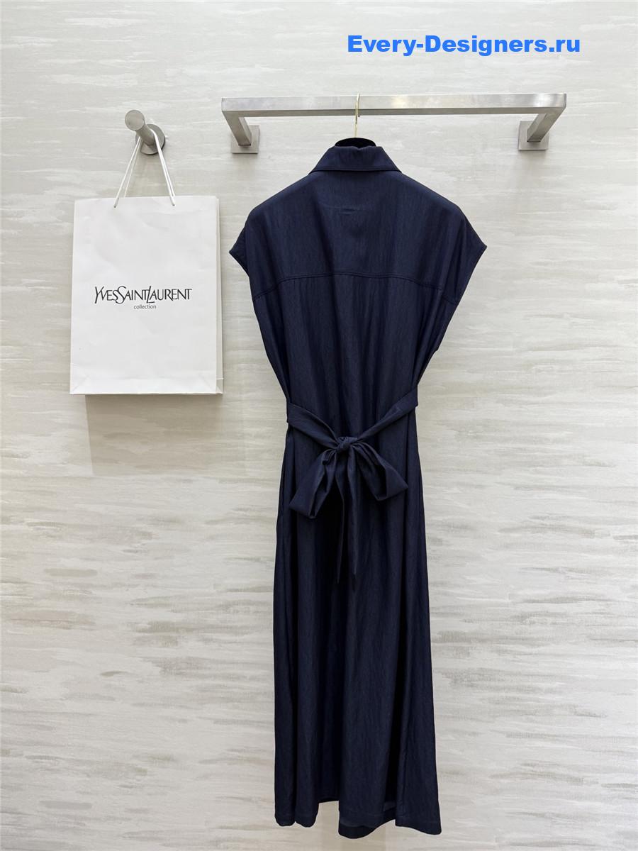 Sa1nt Lau*nt blue cotton shirtdress