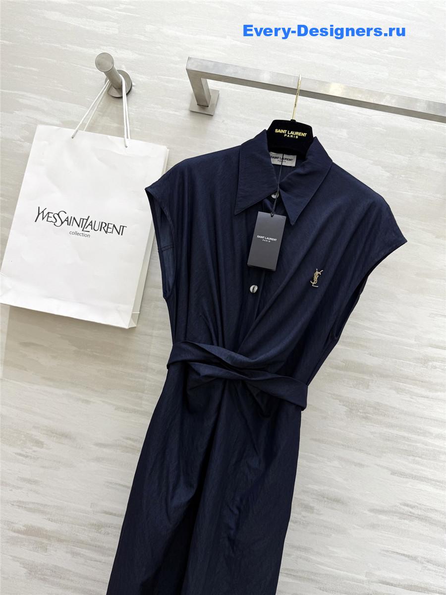 Sa1nt Lau*nt blue cotton shirtdress