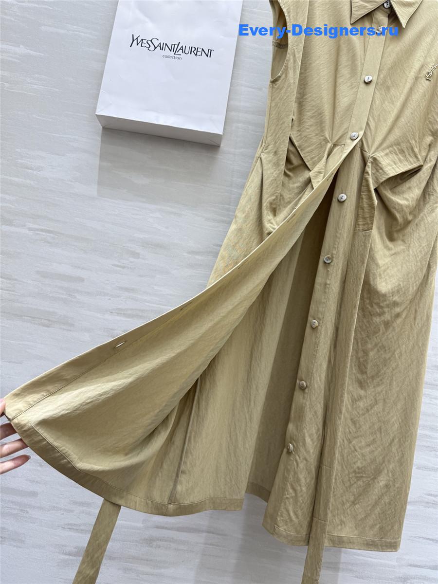 Sa1nt Lau*nt beige cotton shirtdress