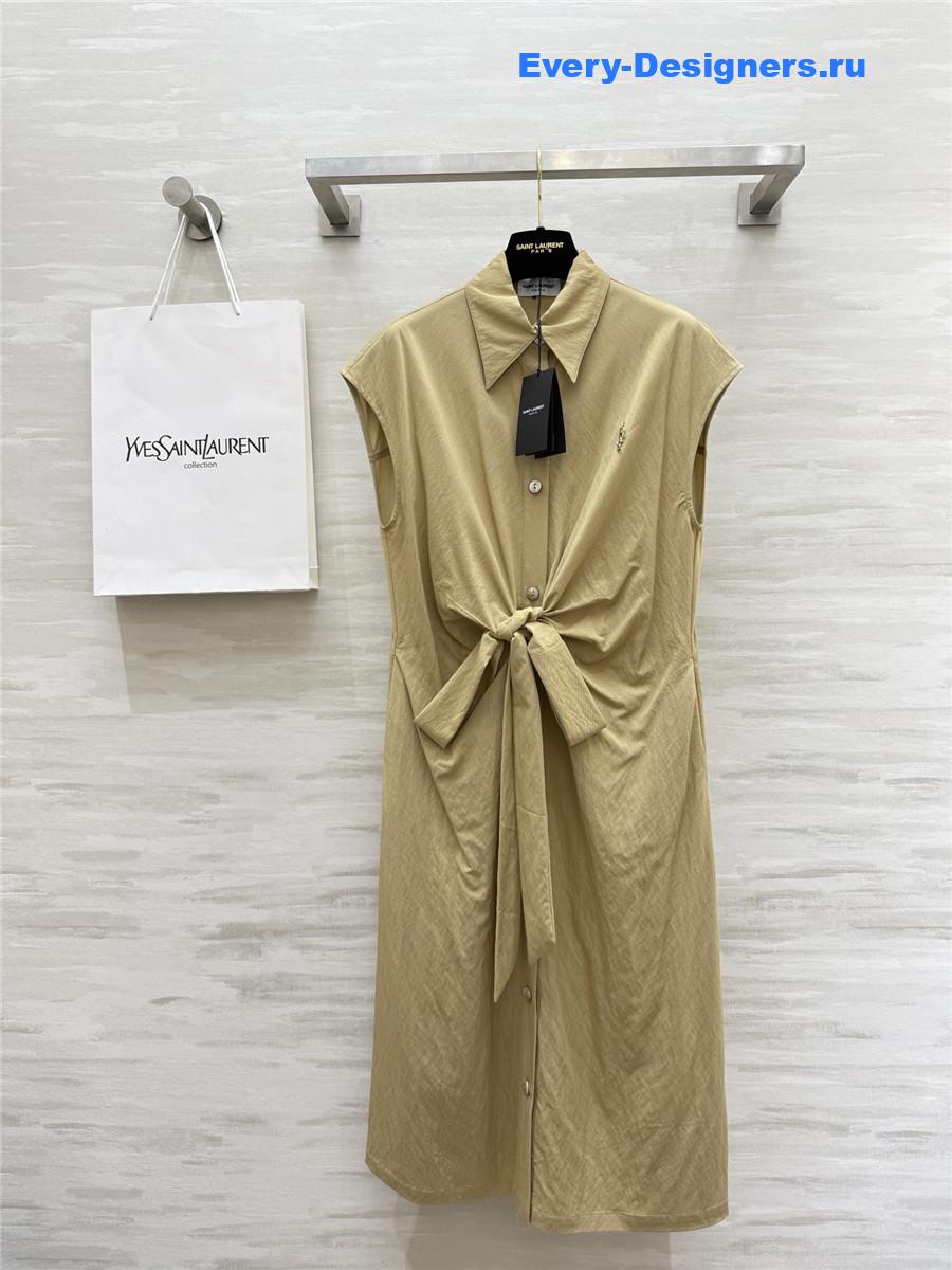 Sa1nt Lau*nt beige cotton shirtdress