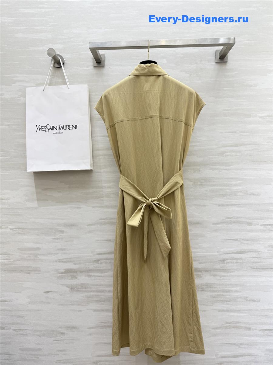 Sa1nt Lau*nt beige cotton shirtdress