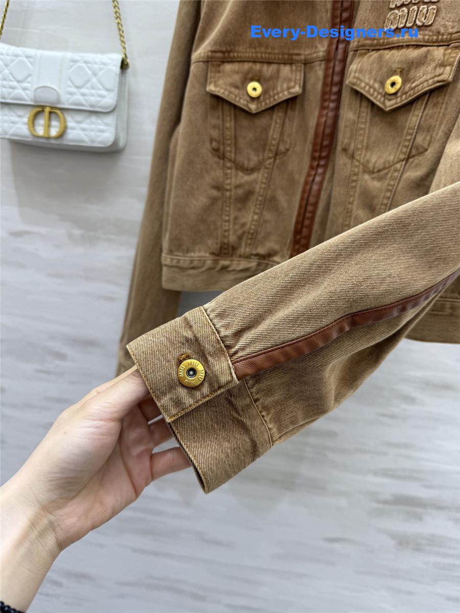 Miu Miu Patchwork Leather Denim Jacket