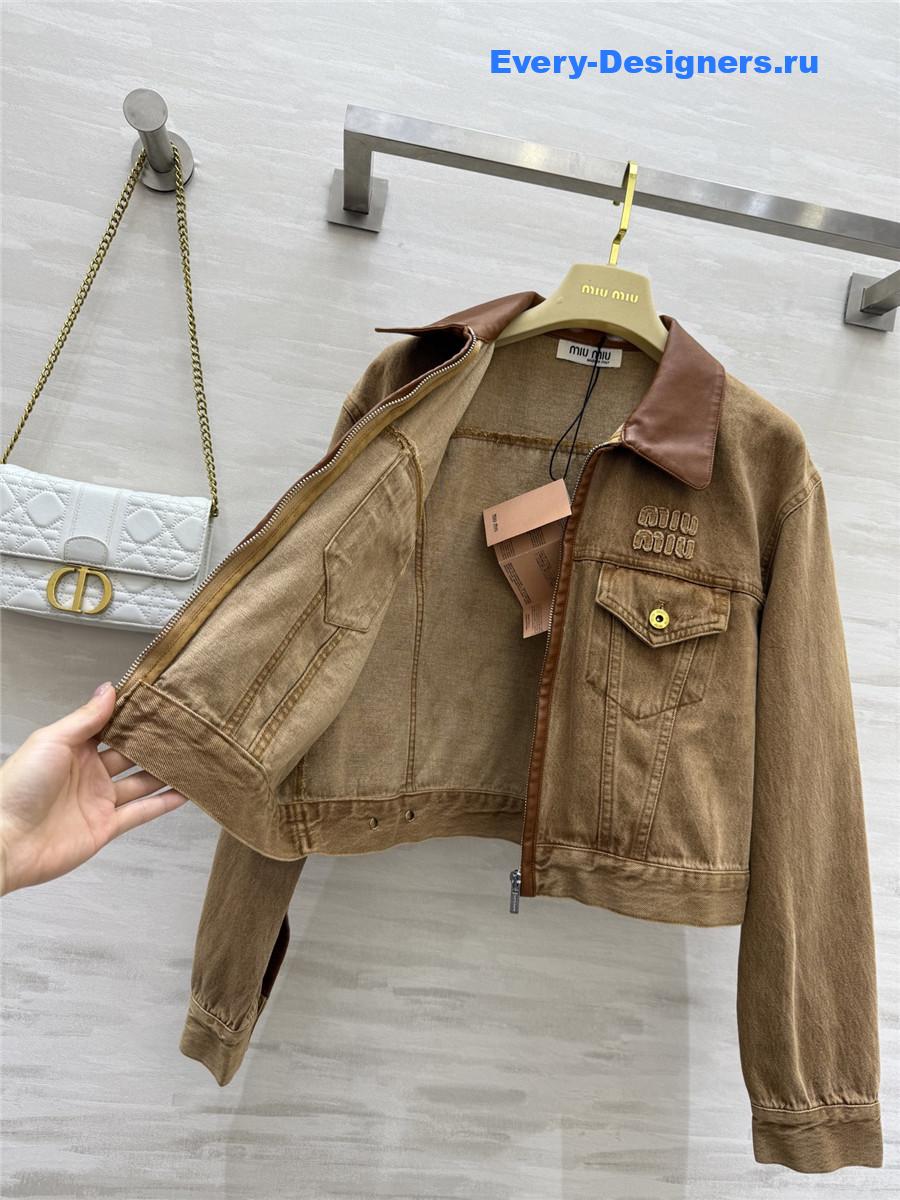 Miu Miu Patchwork Leather Denim Jacket