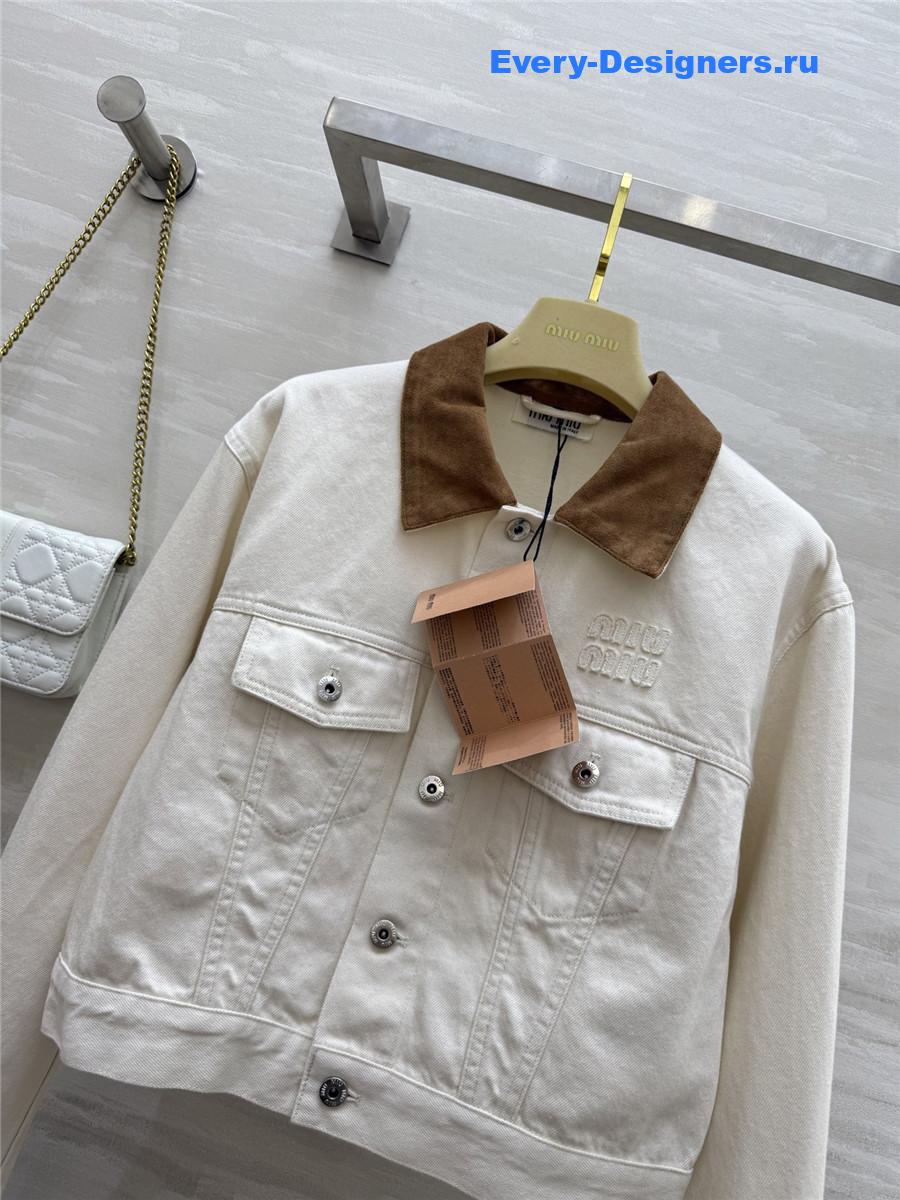 Miu Miu White Patchwork Denim Jacket