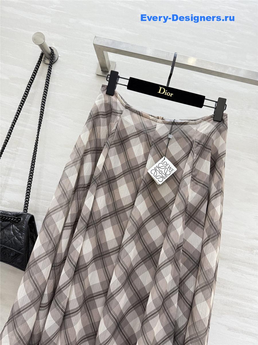 L0ew* red plaid irregular skirt