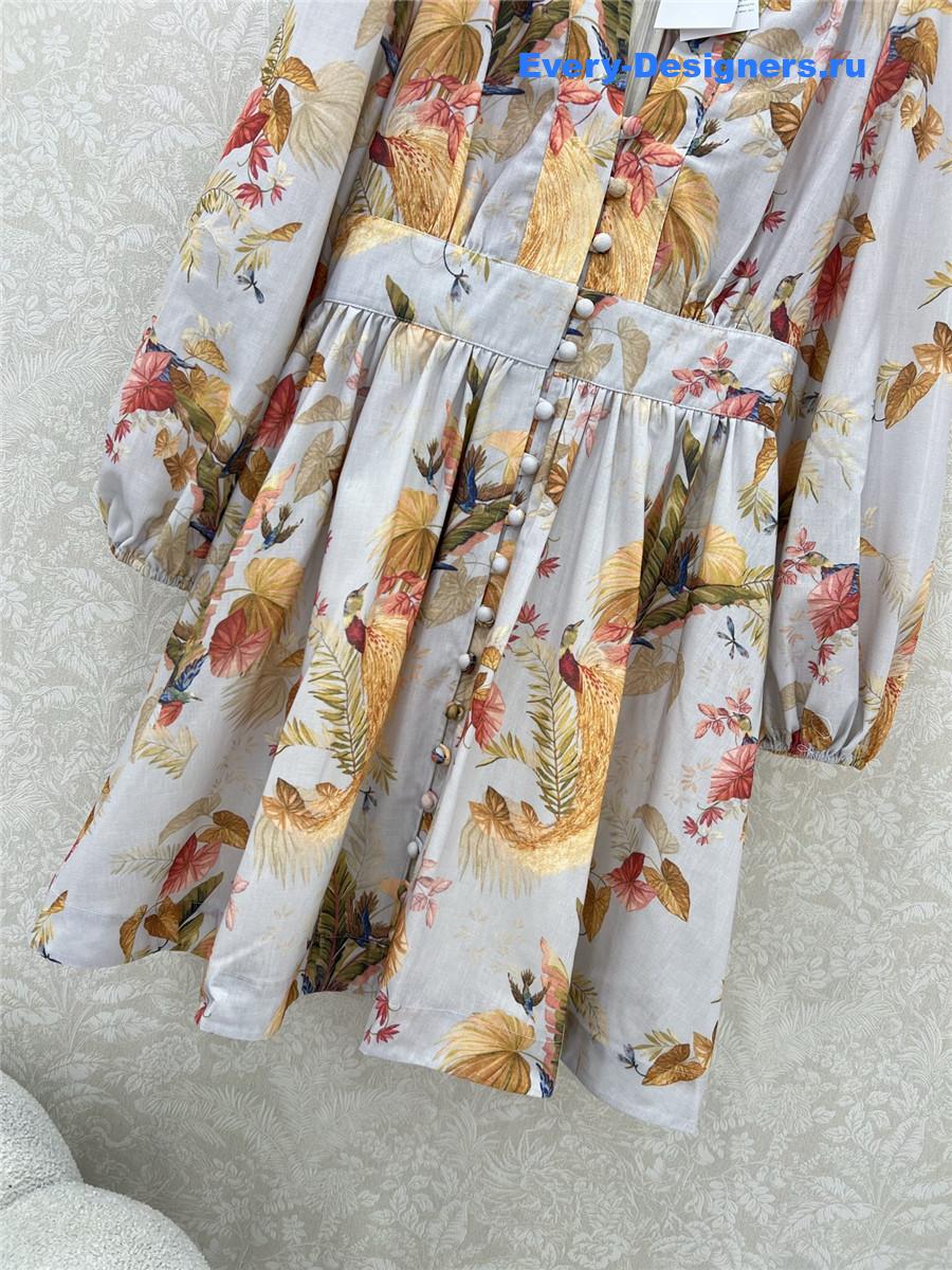 Zimm Colorful Lantern Sleeve Dress