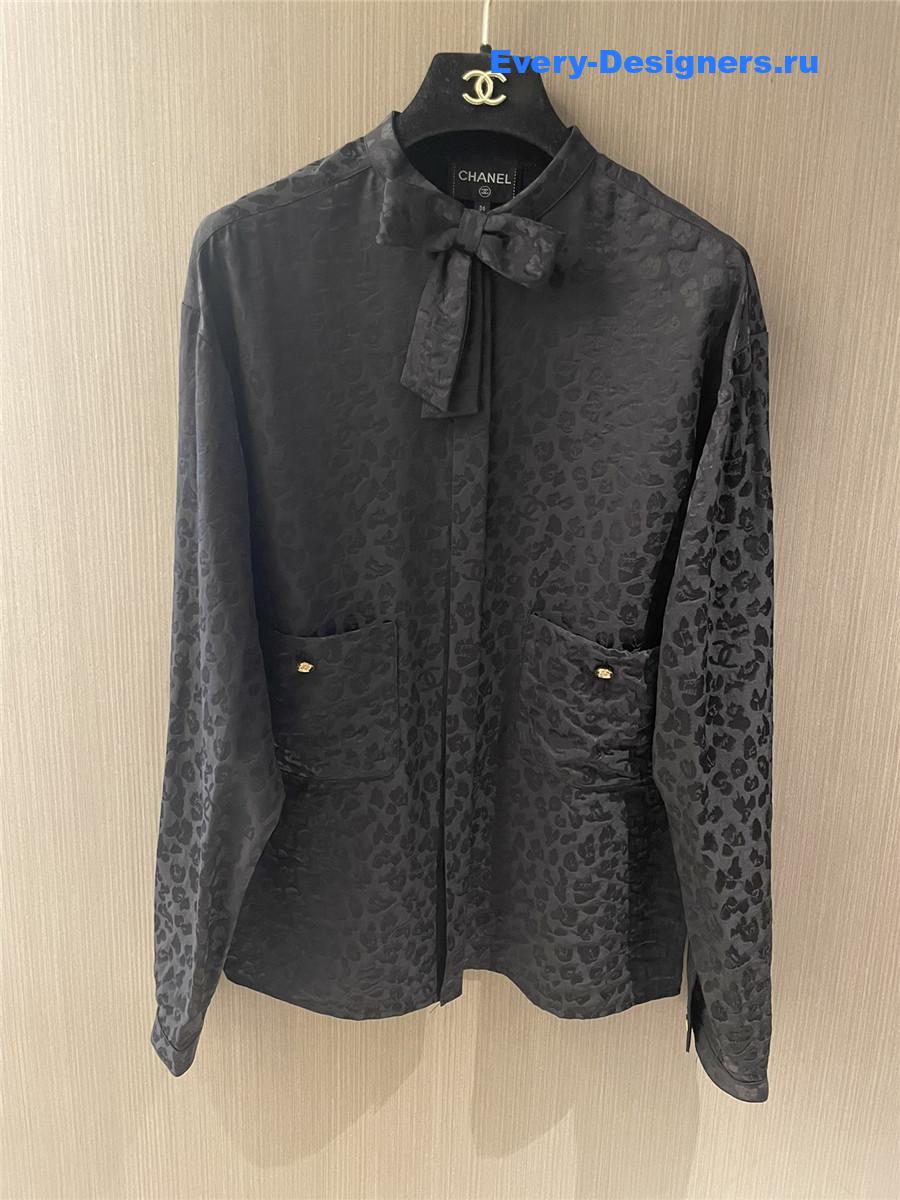 Ch**el black silk jacquard shirt
