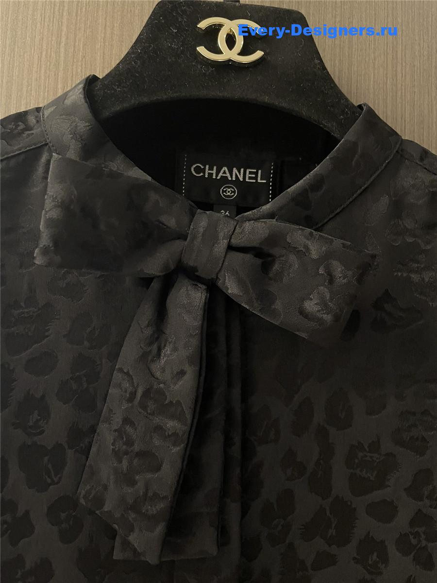 Ch**el black silk jacquard shirt