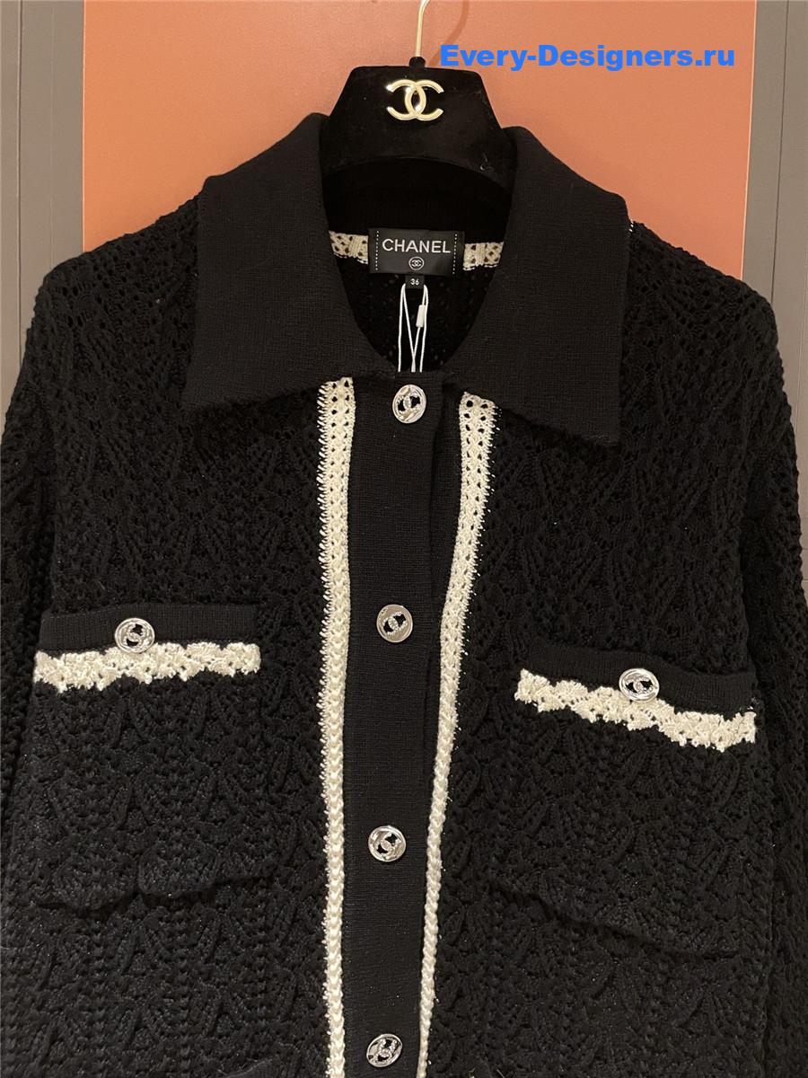Ch**el black & white knit cardigan