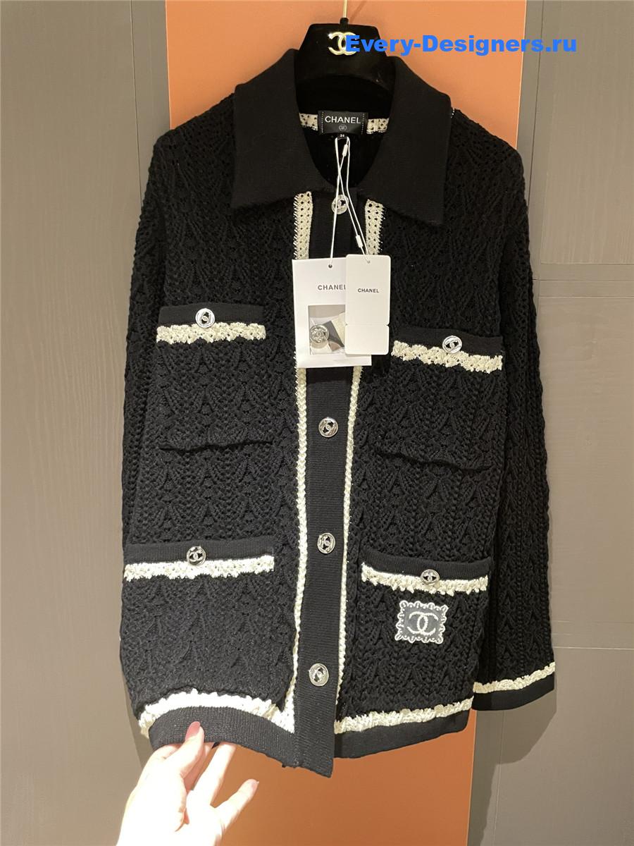 Ch**el black & white knit cardigan