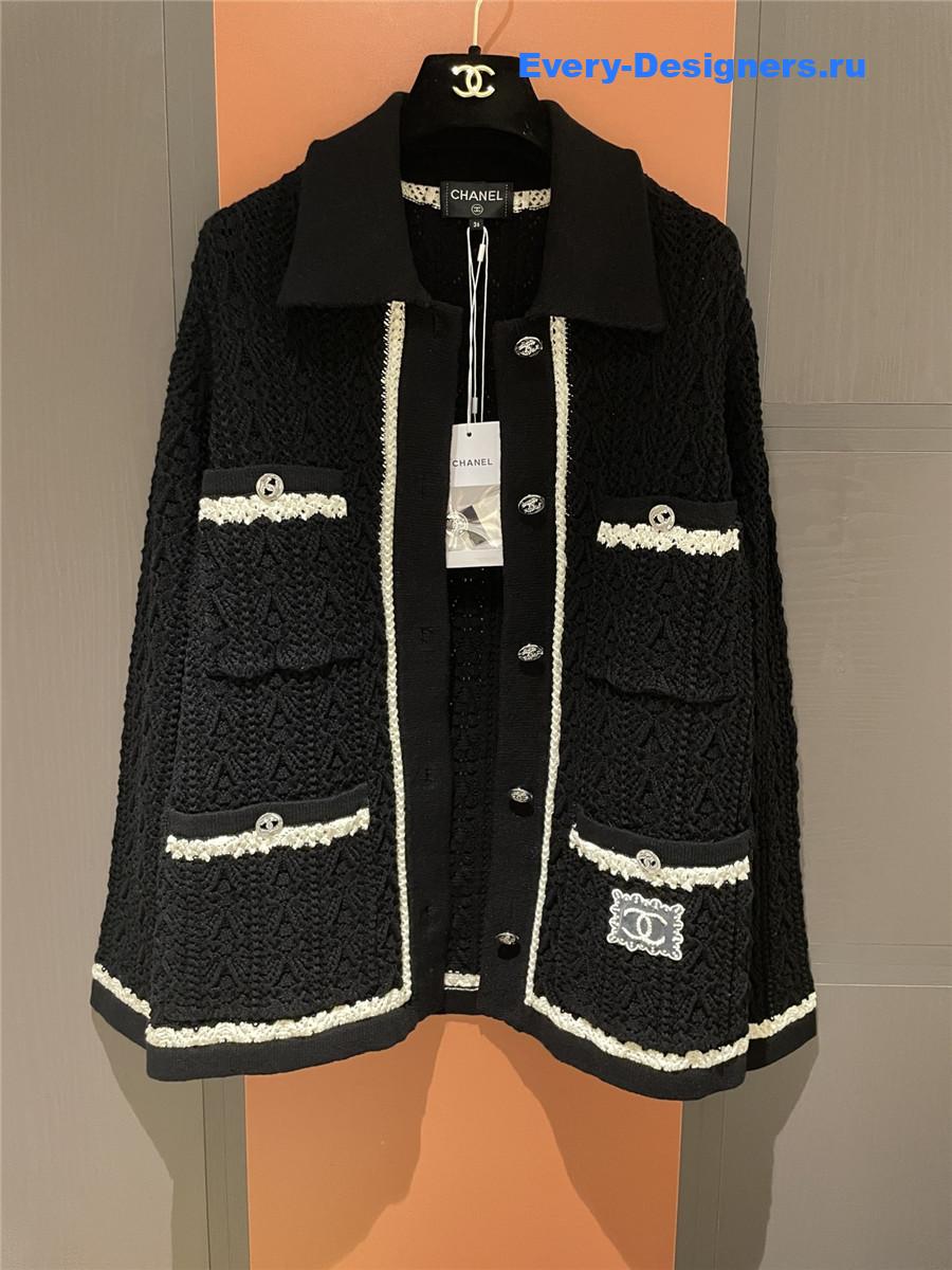 Ch**el black & white knit cardigan