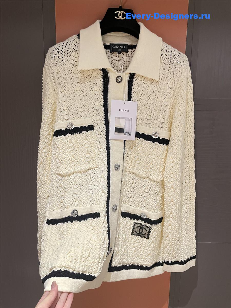 Ch**el white knit cardigan