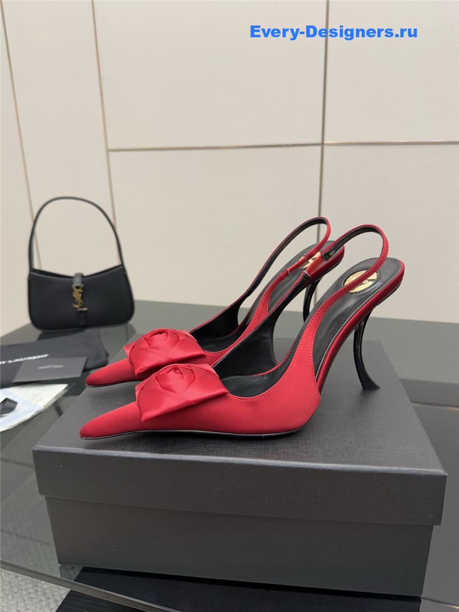 Sa1nt Lau*nt floral slingback pumps in red