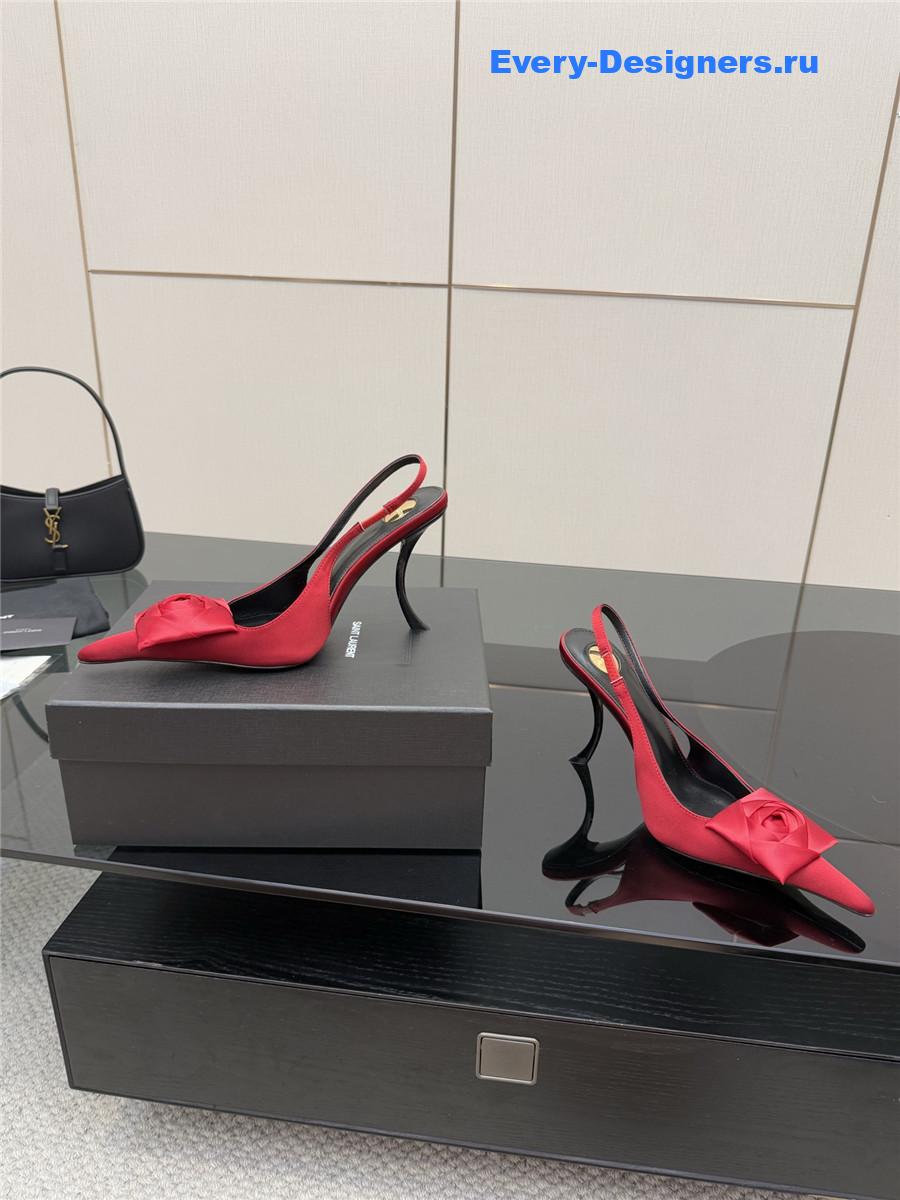 Sa1nt Lau*nt floral slingback pumps in red