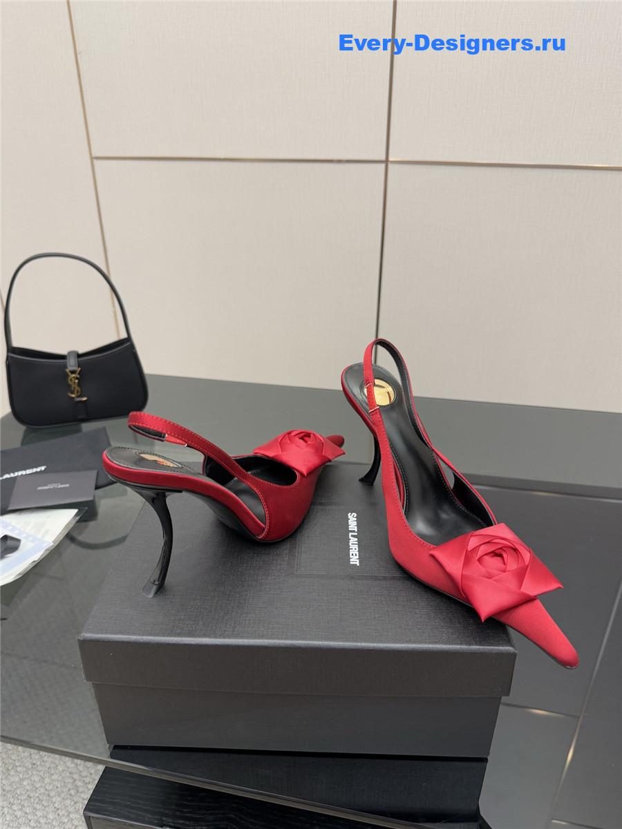 Sa1nt Lau*nt floral slingback pumps in red