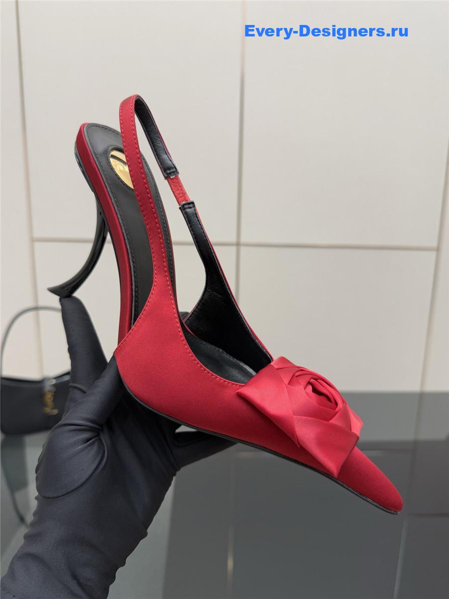 Sa1nt Lau*nt floral slingback pumps in red
