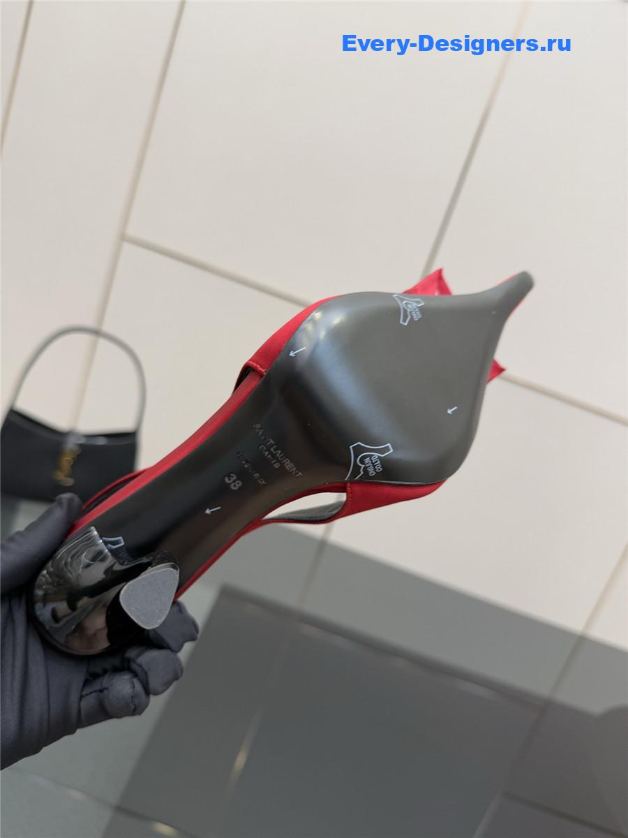 Sa1nt Lau*nt floral slingback pumps in red