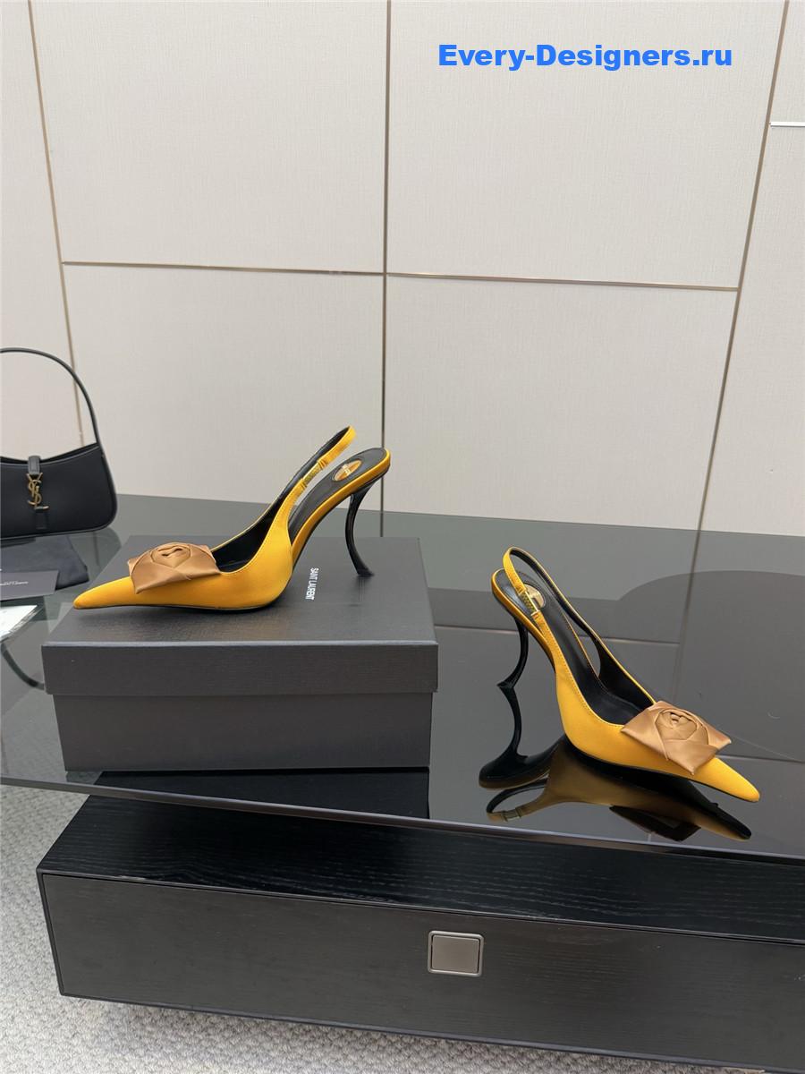 Sa1nt Lau*nt yellow floral pumps