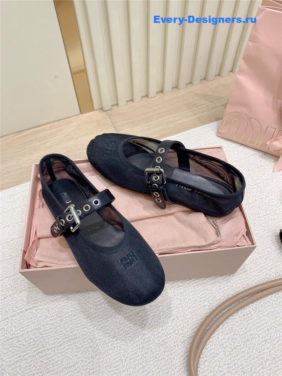 Miu Miu Black Mesh Ballerinas
