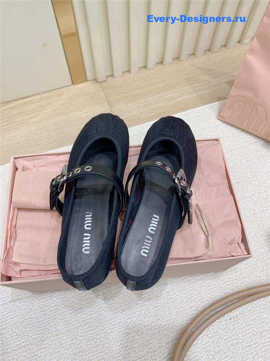Miu Miu Black Mesh Ballerinas