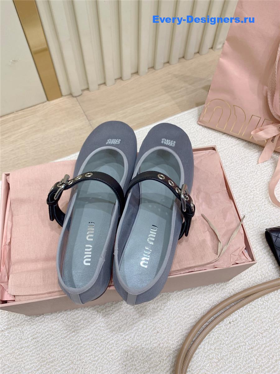Miu Miu Gray Mesh Ballerinas