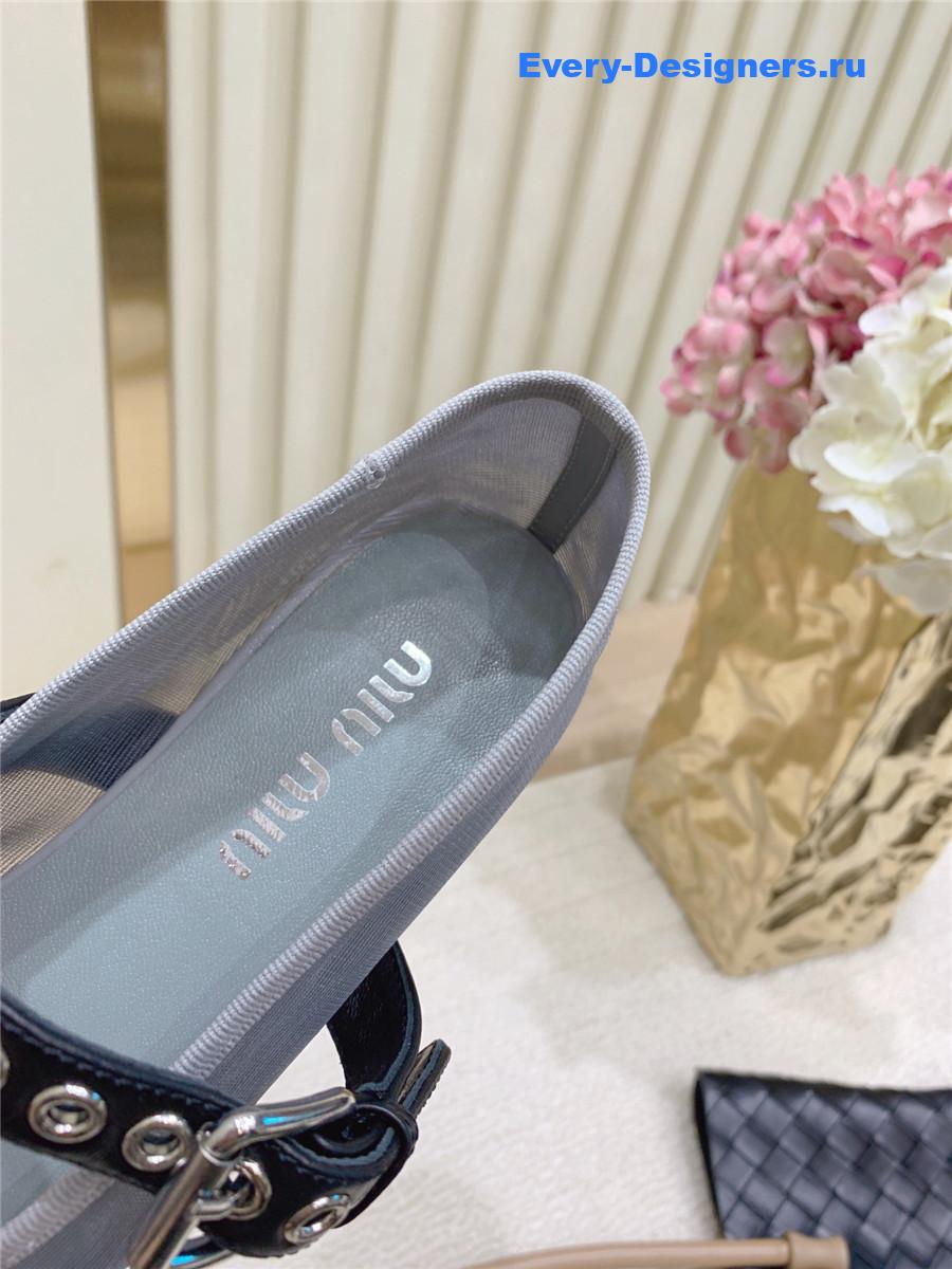 Miu Miu Gray Mesh Ballerinas