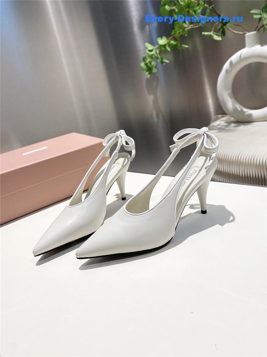 Miu Miu White Kitten Heel Pumps