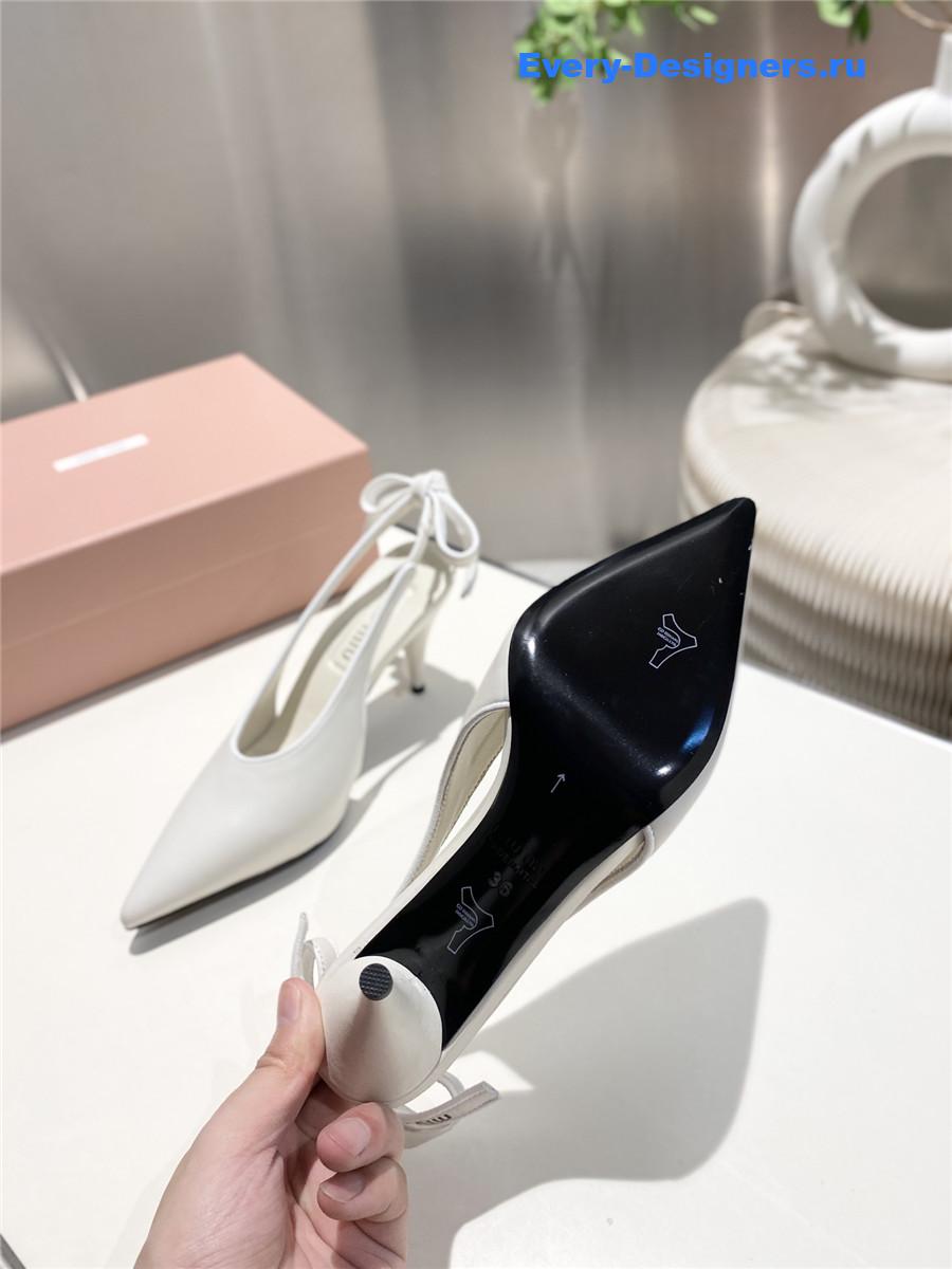 Miu Miu White Kitten Heel Pumps