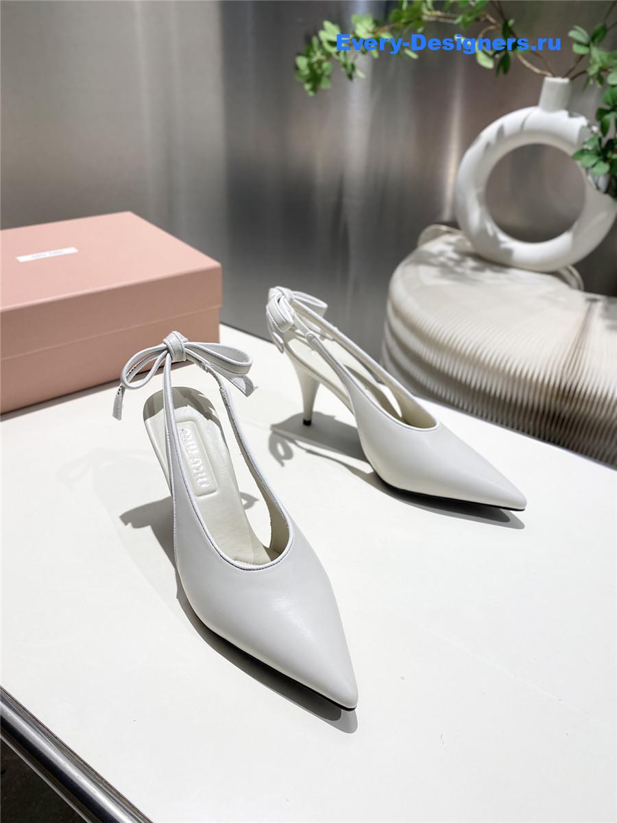 Miu Miu White Kitten Heel Pumps