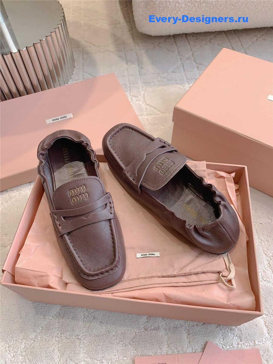 Miu Miu Brown Metallic Loafers