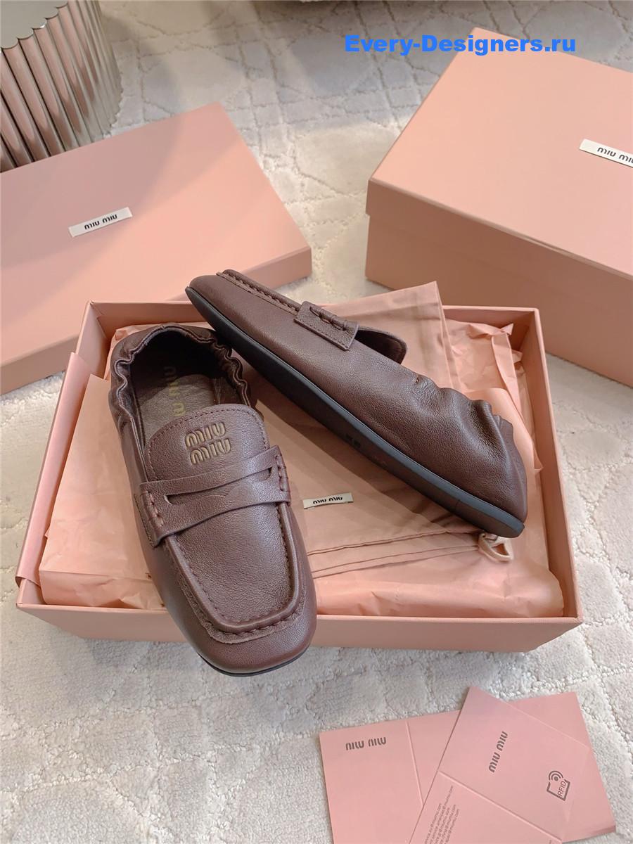 Miu Miu Brown Metallic Loafers