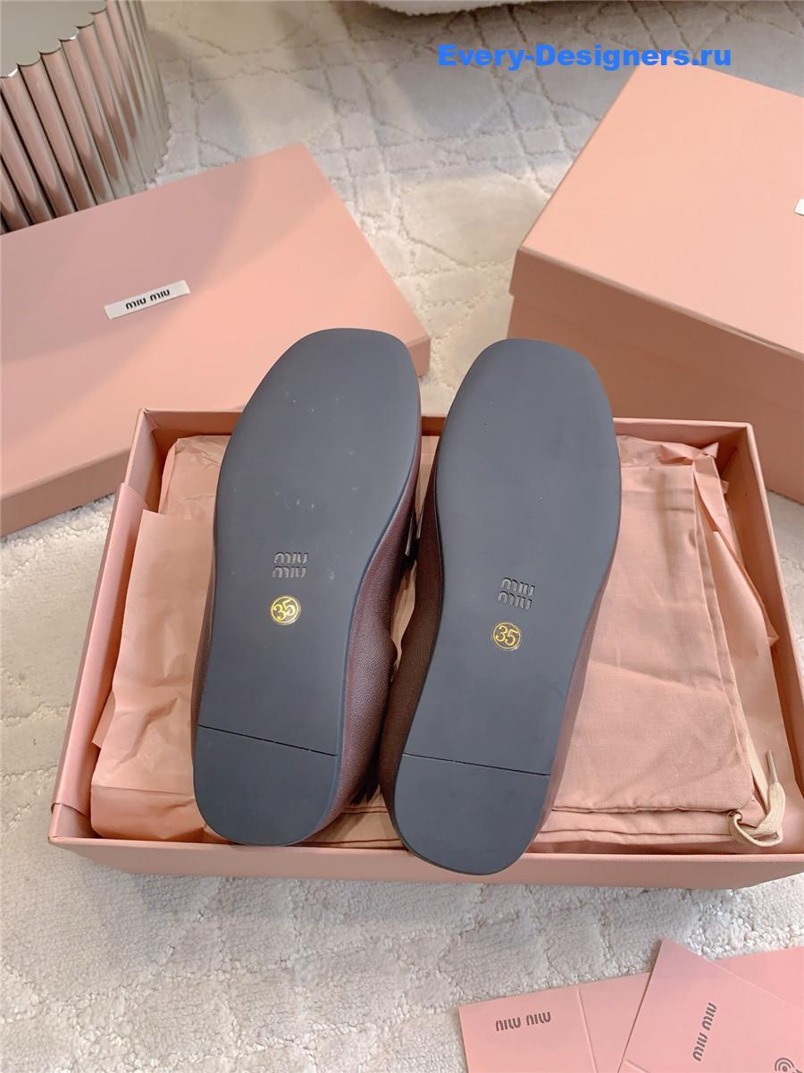 Miu Miu Brown Metallic Loafers