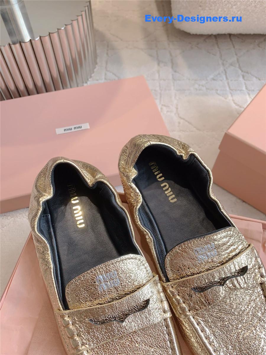 Miu Miu Gold Metallic Loafers