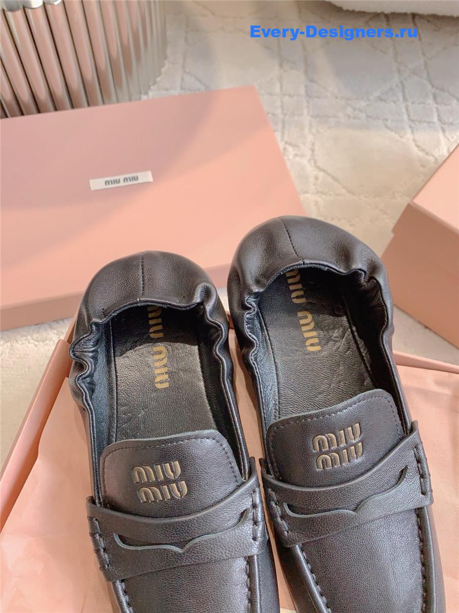 Miu Miu Black Metallic Loafers