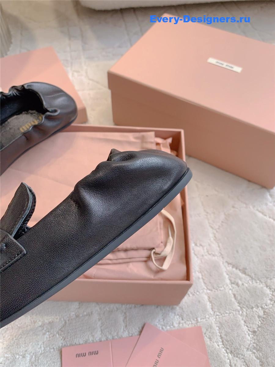 Miu Miu Black Metallic Loafers