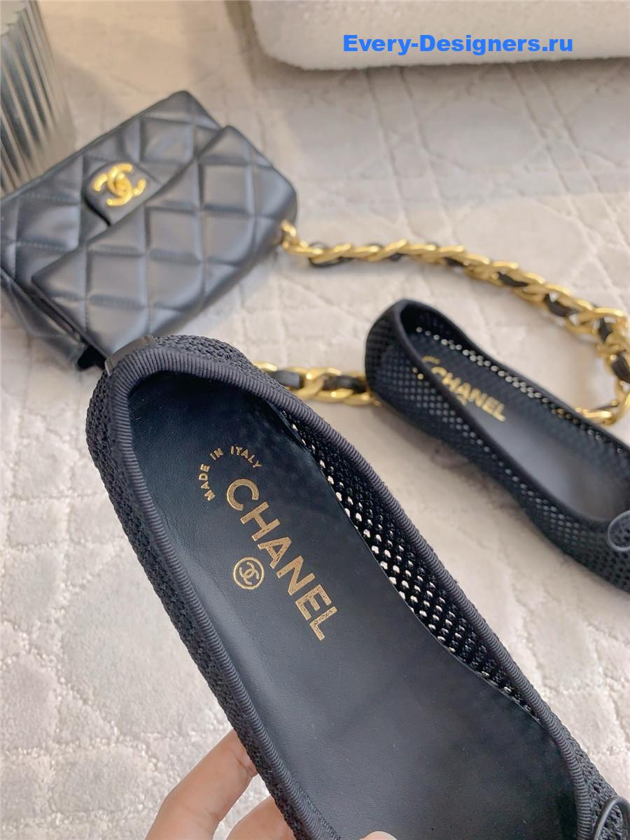 Ch**el black mesh flats