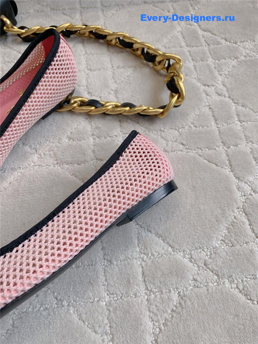 Ch**el pink embroidered cc ballerina flats