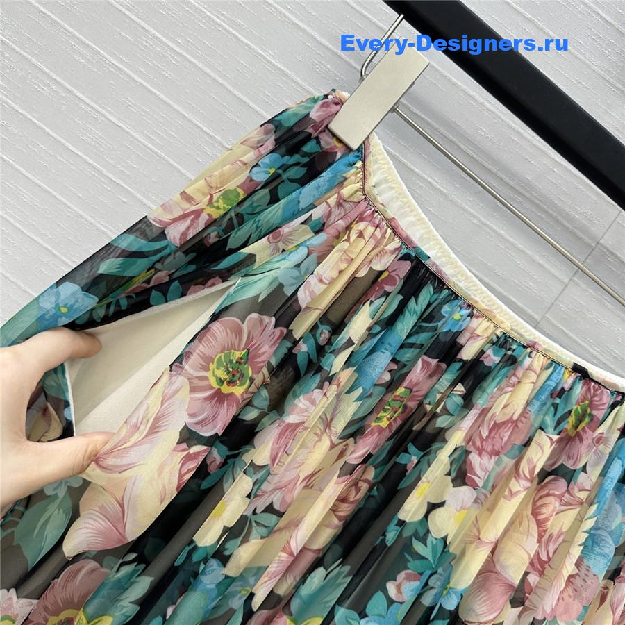 Chloé Green Silk Chiffon Maxi Skirt