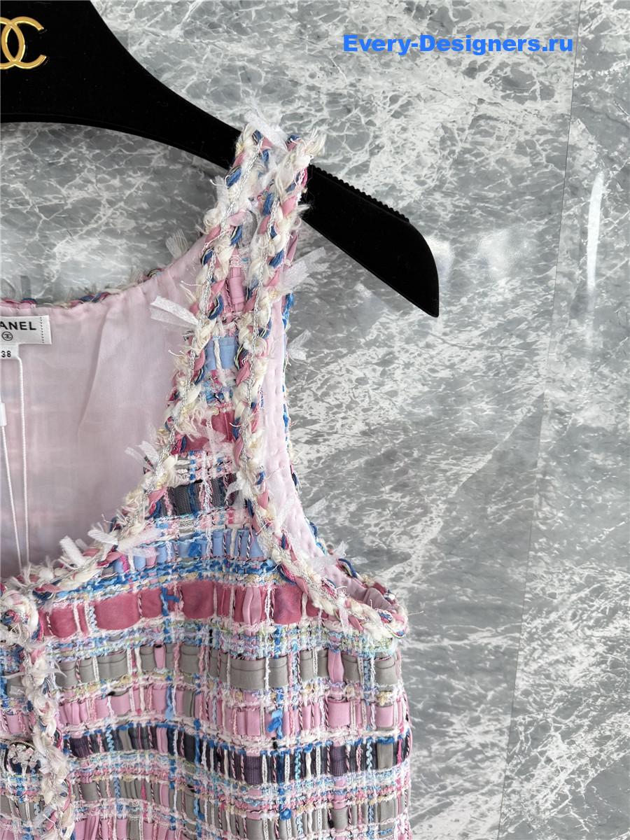 Ch**el pink cotton & silk tweed vest