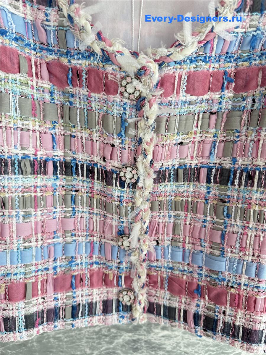 Ch**el pink cotton & silk tweed vest