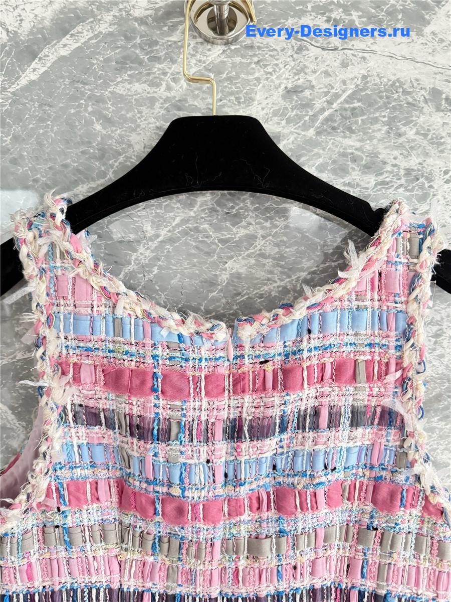 Ch**el pink cotton & silk tweed dress