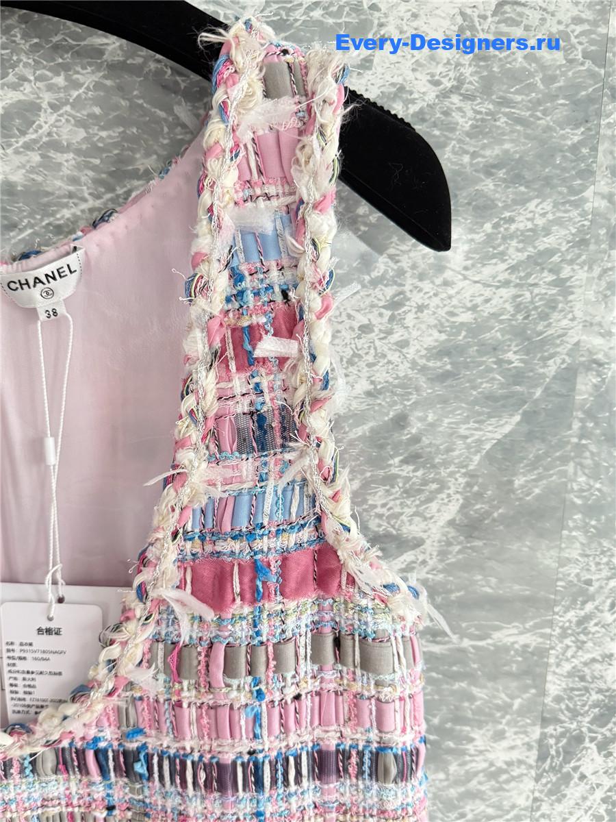 Ch**el pink cotton & silk tweed dress