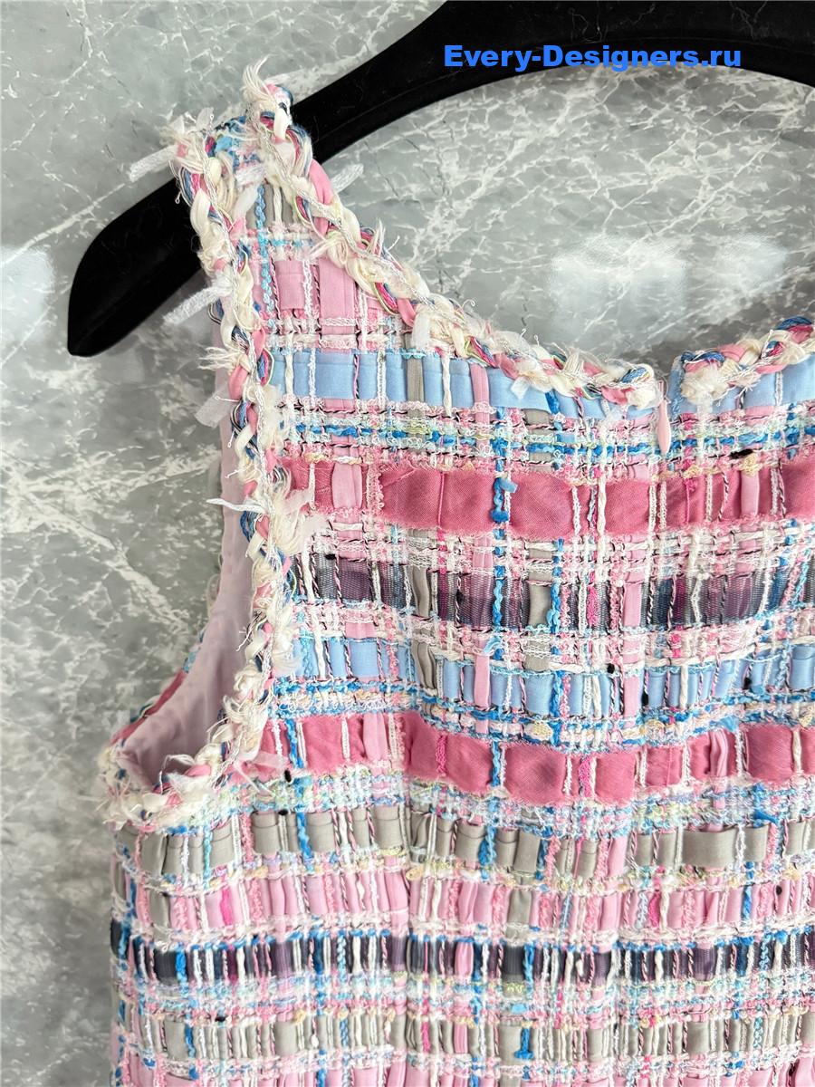 Ch**el pink cotton & silk tweed dress