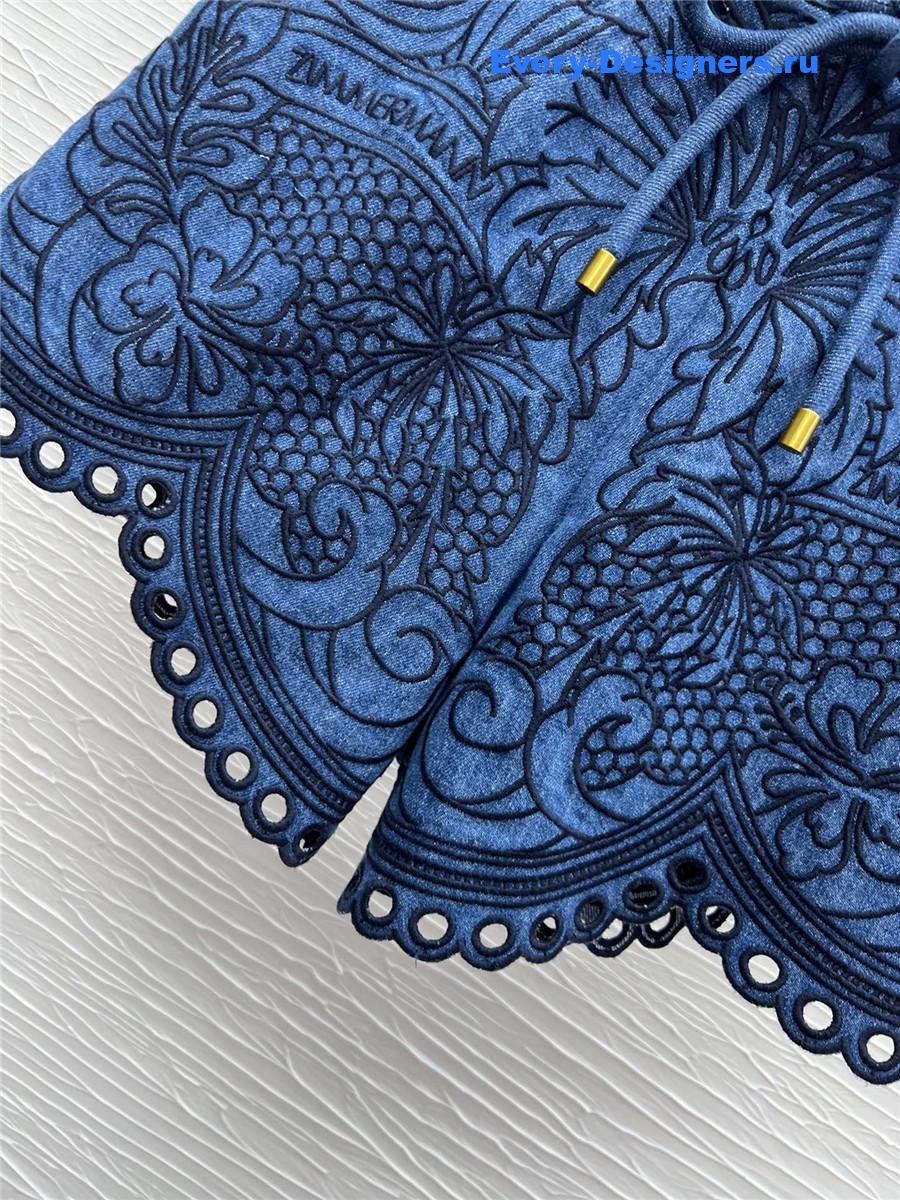 Zimm Coco Embroidered Denim Shorts