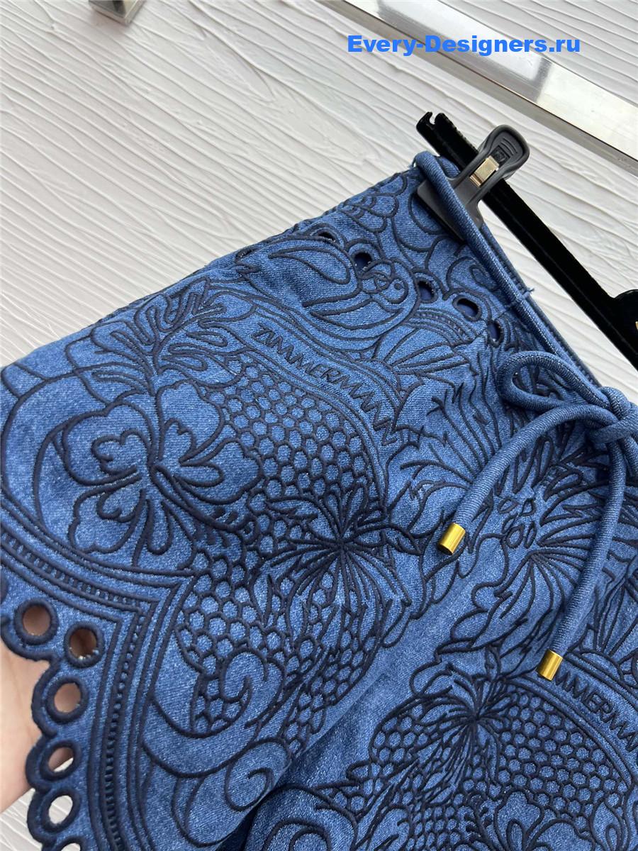 Zimm Coco Embroidered Denim Shorts